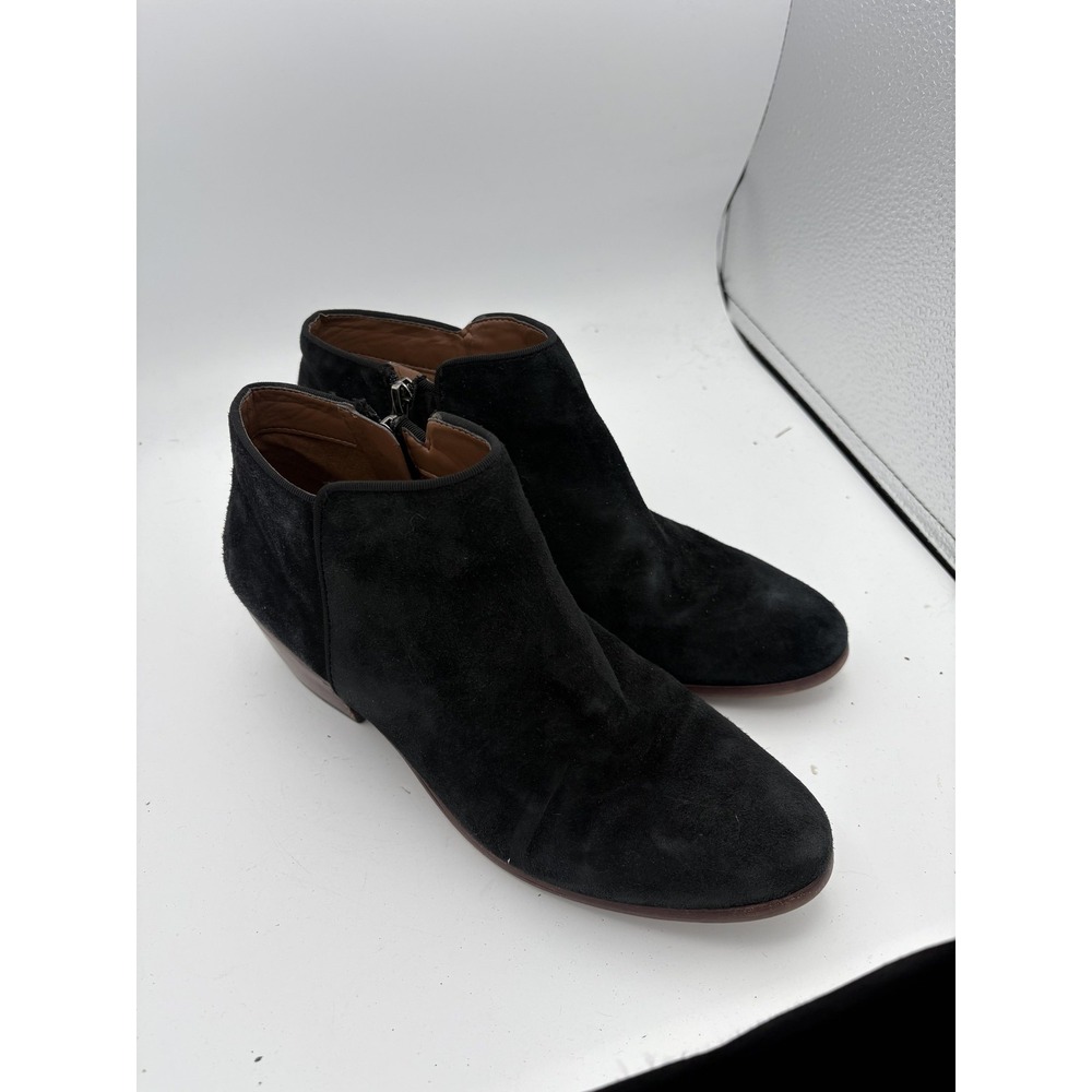 Sam Edelman Boots Womens Size 8 Black Suede Petty‎ Ankle Booties Block Heel Zip